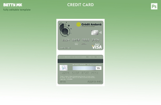 Модерен стил Шаблон за банкарска виза картичка Андора кредитна Андора